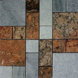 Mosaic DK 027 Kombinasi White Crystalline dan Mega Red Polished