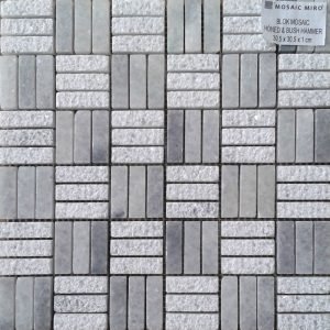 White Crystalline Block Mosaic Honed & Bush Hammer 30.5 x 30.5 x 1 cm