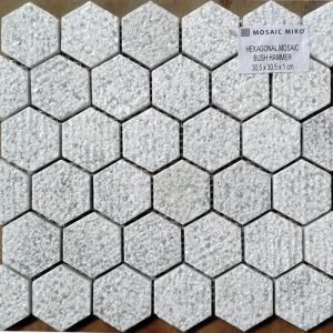 White Crystalline Hexagonal Mosaic Bush Hammer 30.5 x 30.5 x 1 cm