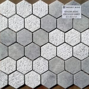 White Crystalline Hexagonal Mosaic Honed & Bush Hammer 30.5 x 30.5 x 1 cm