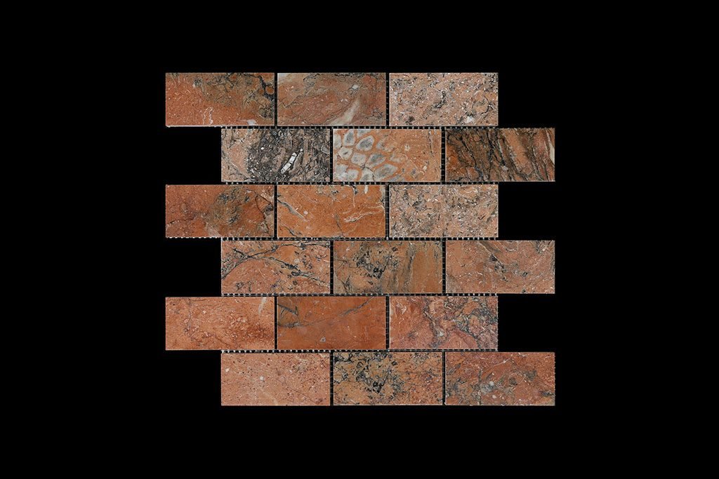Mega Red Brick Mosaic DK014 POLISHED