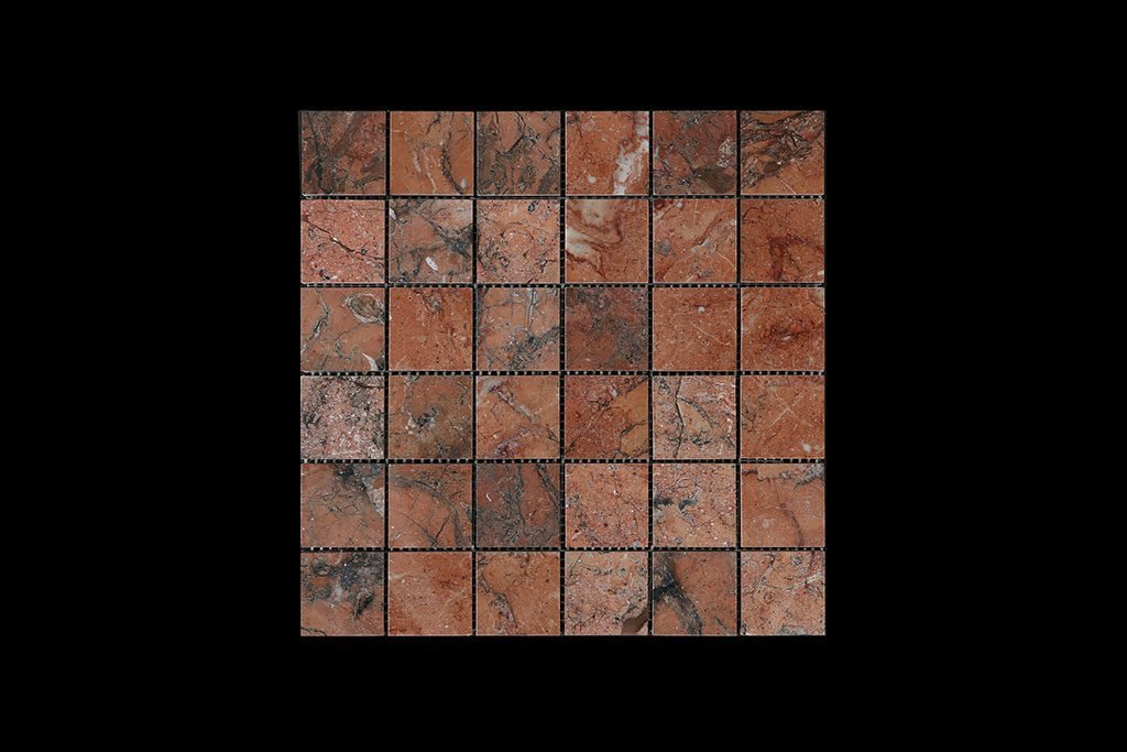 Mega Red Mosaic 4.8 x 4.8 DK010 POLISHED