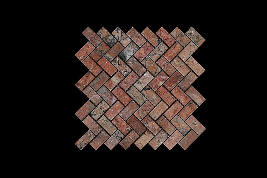 Mega Red Wave Mosaic DK 002 POLISHED