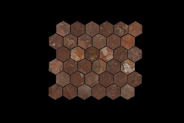 Red Marble Hexagonal Mosaic DK003 ACID