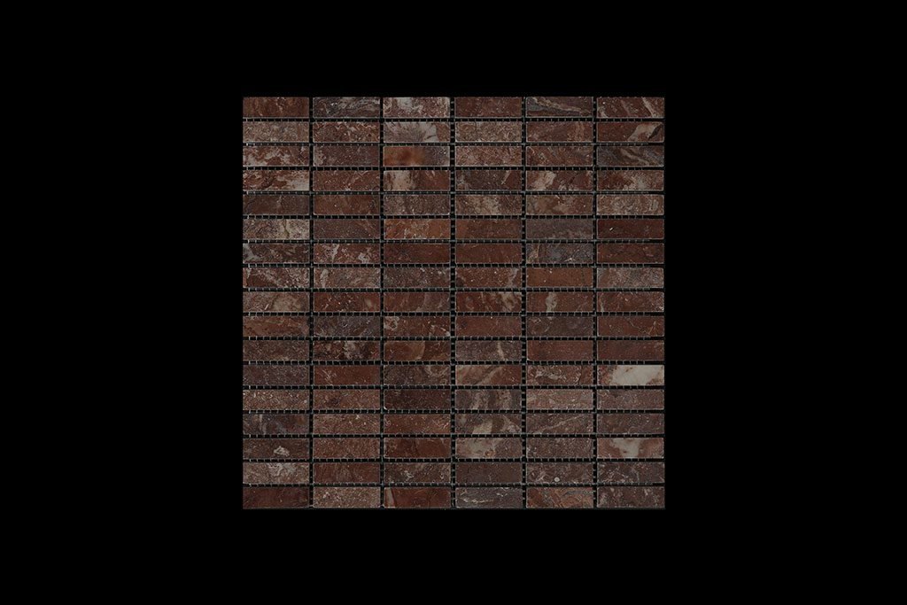 Rosso Chocolate Dark - Nimbus Small Linear Mosaic DK 598 POLISHED
