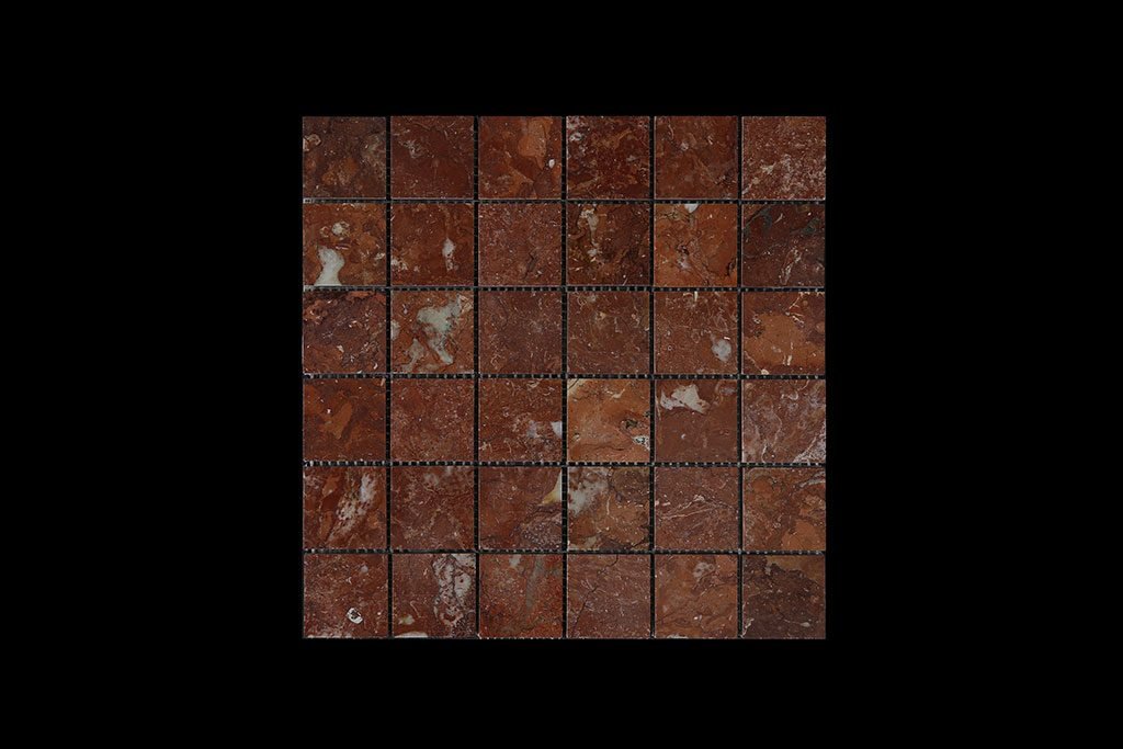 Rosso Chocolate Mosaic 4.8x4.8 DK010 POLISHED