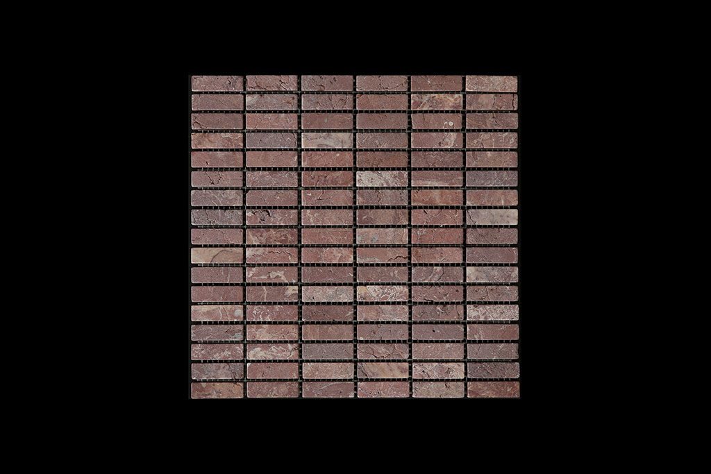 Rosso Chocolate Nimbus - Small Linear Mosaic DK598 TUMBLED