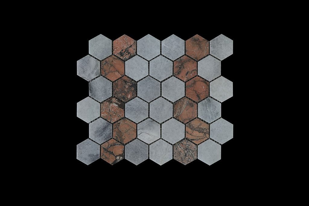 White C & Mega R - Hexagonal Mosaic DK003 Honed