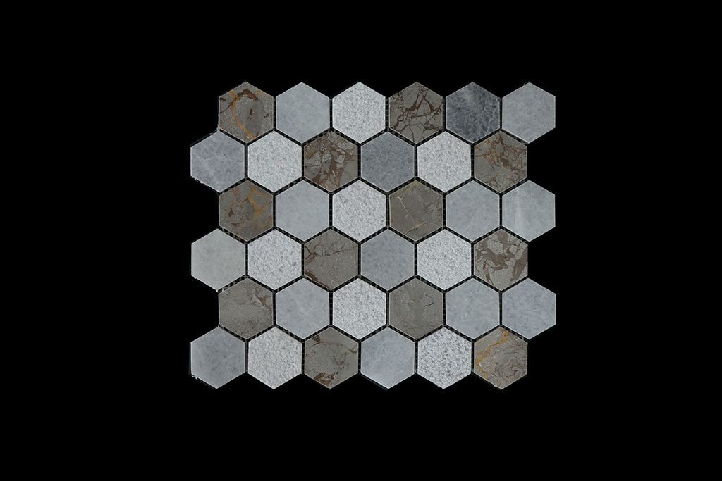 White C & imperial Grey Hexagonal -Dk003 P