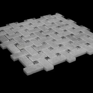 White Crystalline Basket Weave Mosaic DK021 - miring