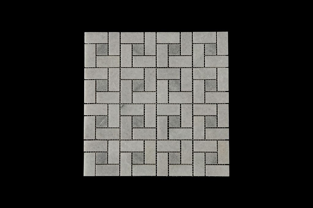 White Crystalline Block Weave Mosaic DK 006 Dot Abu