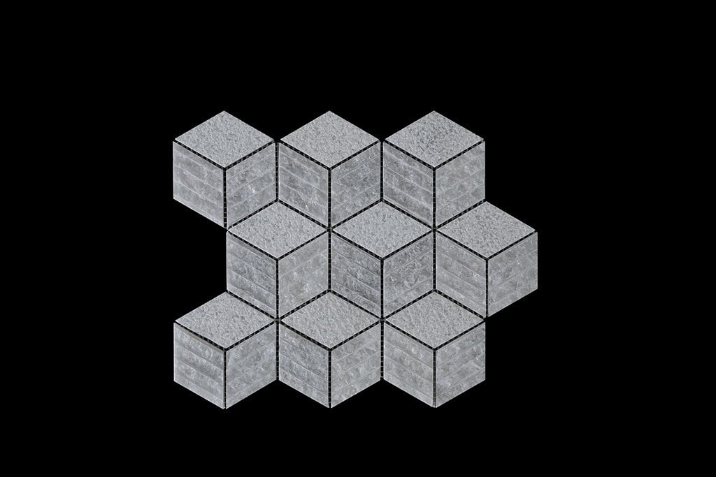 White Crystalline Cube Mosaic DK 1128 Craftline + Bush Hammer