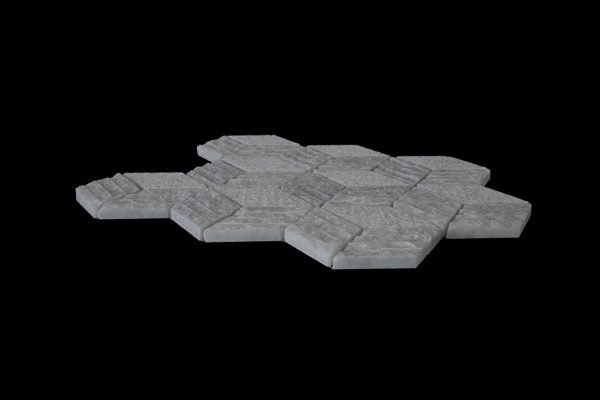 White Crystalline Cube Mosaic DK 1128 Craftline + Bush Hammer - Miring