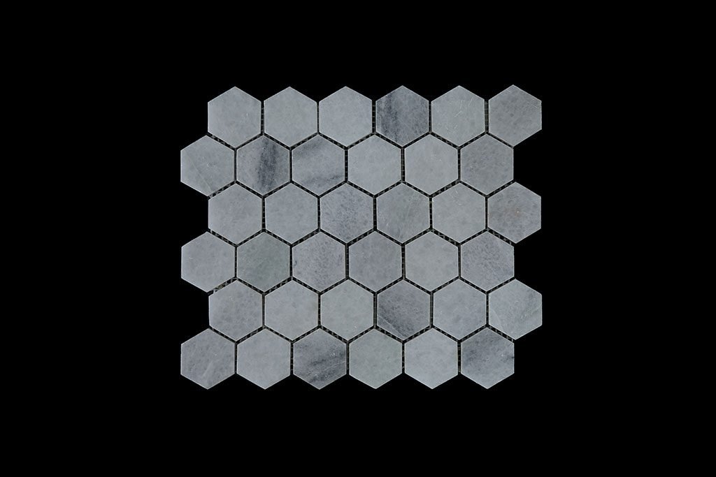 White Crystalline Hexagonal Mosaic DK003 Honed