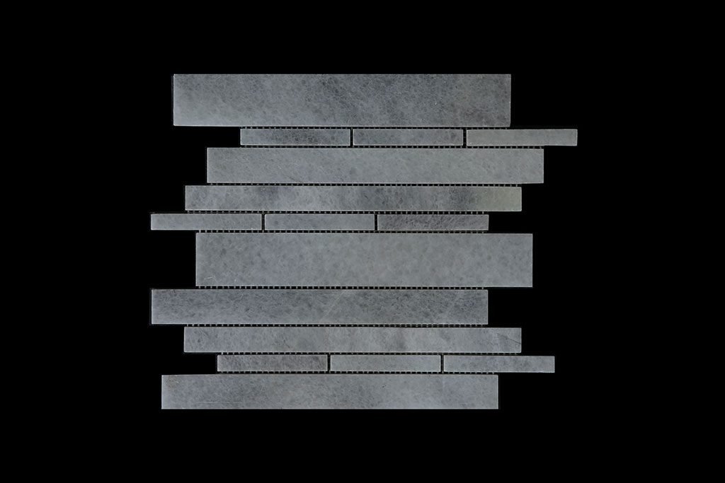 White Crystalline - Offset Linear Mosaic DK 109 Honed