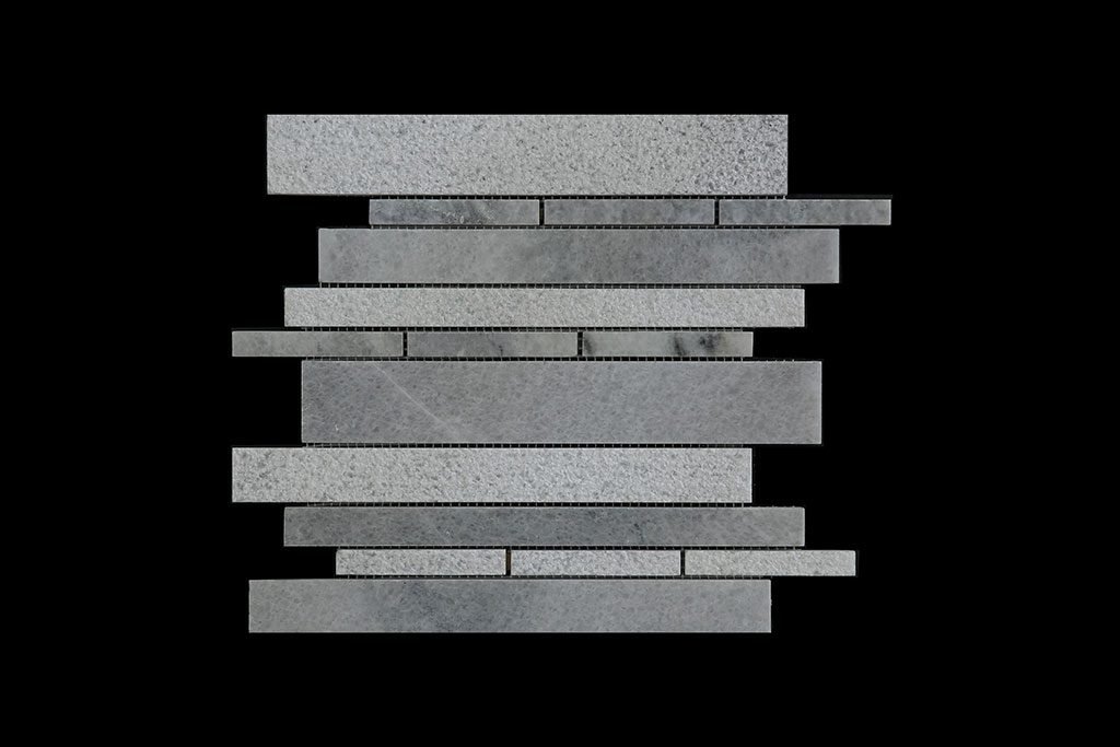 White Crystalline - Offset Linear Mosaic DK109 Hon+Bush Hammer
