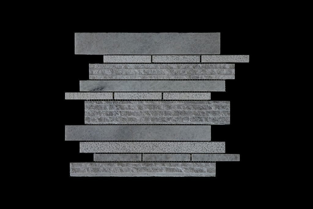 White Crystalline - Offset Linear Mosaic DK109 Hon+Craftline+Bush Hammer