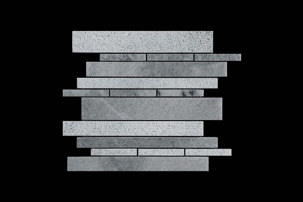 White Crystalline - Offset Linear Mosaic DK109 Pol+Bush Hammer