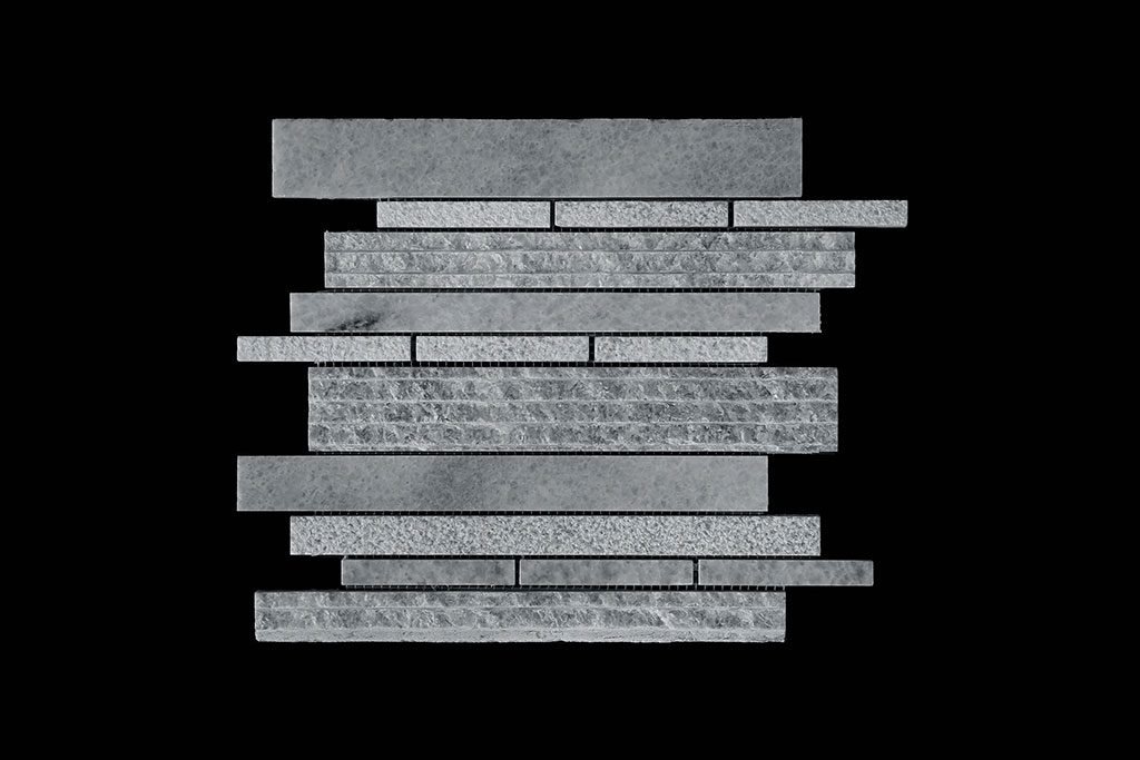 White Crystalline - Offset Linear Mosaic DK109 Pol+Craftline+Bush Hammer