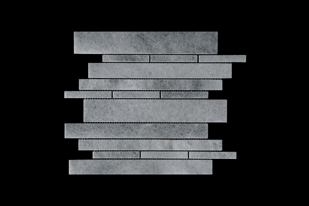 White Crystalline - Offset Linear Mosaic Dk109 Polished