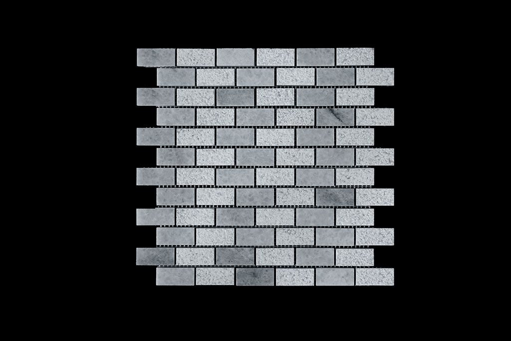 White Crystalline Small Brick Mosaic DK007 Pol+Bush Hammer