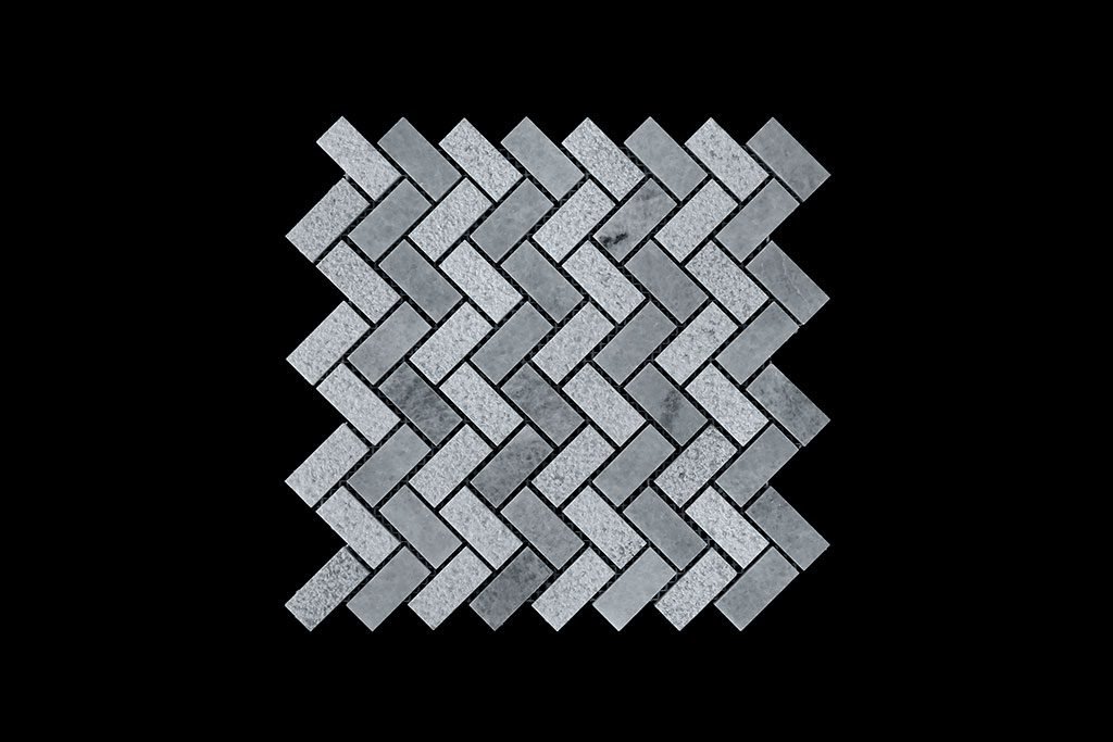 White Crystalline Wave Mosaic DK002 Pol+Bush Hammer