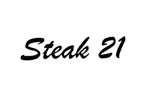 Logo displaying the text Steak 21 in bold, black script on a white background.